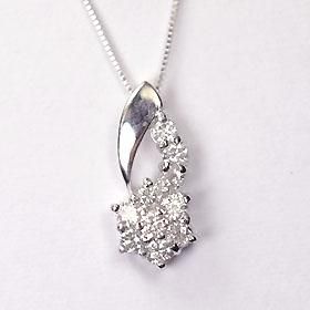 K10WG・ダイヤモンド0.3ct(SIクラス・鑑別書カード付) スウィートフラワーペンダント(ネックレス) - dianpool ダイアンプール - ジュエリー通販 -