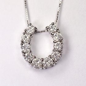 プラチナ・ダイヤモンド1.0ct ホースシュー10馬蹄ペンダント