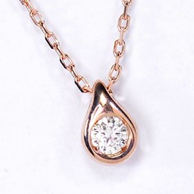 K10PG・ダイヤ0.03ct プチドロップネックレス - DIAN POOL ダイアン