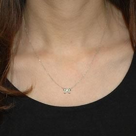 2-2297 K10WG ダイヤ0.1ct ネックレス