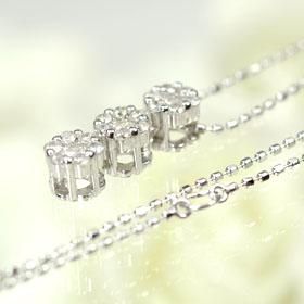 K18WG・ダイヤモンド0.3ct トリプルMFペンダント（ネックレス