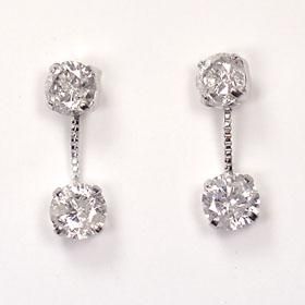 天然ダイヤモンド0.5ct×ホワイトゴールド 2ストーンピアス - DIAN