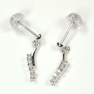 大人気！まとめ一覧 K14WG・ダイヤモンド0.06ct ウェーブピアス POOL DIAN - アクセサリー