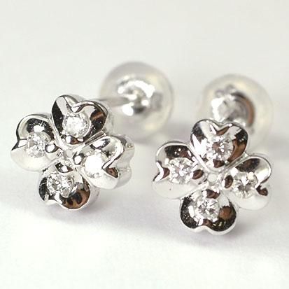 新品！K18 WG ダイヤモンドハートピアス 美品『USED』 K18WG