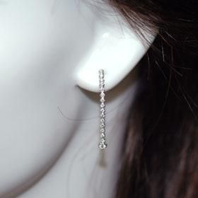 ★日本の職人技★ K18WG・ダイヤモンド0.4ct ロングピアス ダイアン POOL DIAN - アクセサリー