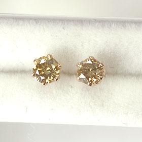 K18PG・ブラウンダイヤモンド0.2ct スタッドピアス - DIAN POOL