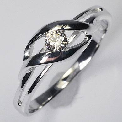 K10WG ダイヤモンド0.1ct(SIクラス・鑑別書カード付) ウェイブ K10WG ダイヤモンド0.1ct(SIクラス・鑑別書カード付) ウェイブ