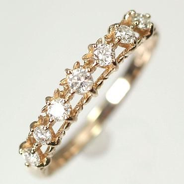 最終交渉可JJ26★高級 ダイヤモンド0.477ct K18PG リング 鑑別付 K18PG・ダイヤモンド0.26ct（SIクラス・鑑別書カード付） 7ストーン