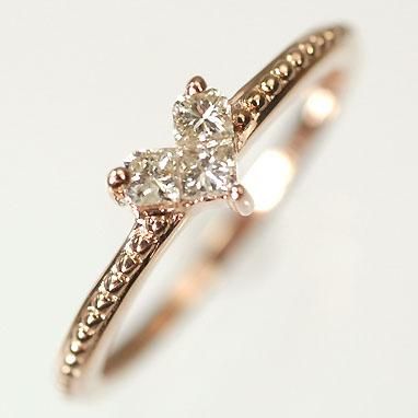 K18WG ハート♡ダイヤモンドリング0.2ct ハートフュージョンダイヤモンドリング - K18WG、0.25カラット