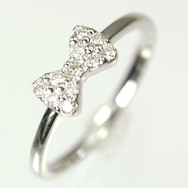 K10WG・ダイヤモンド0.13ct リボンパヴェリング - DIAN POOL