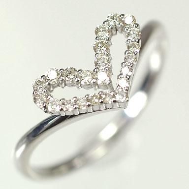 K18WG ハート♡ダイヤモンドリング0.2ct K18WG・ダイヤモンド0.2ct オープンハートリング - DIAN POOL