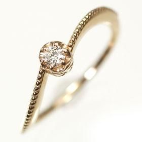 18KGP ダイヤモンド　デザインリング　指輪 楽天市場】K18 PT 天然ダイヤモンド 0.1ct 四本爪 一粒 リング 1