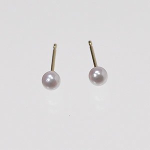 K18・本真珠（パール）ピアス　3mm（日本製）