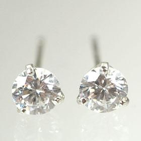 プラチナ・スーパーCZ(4mm) スタッドピアス（3本爪） - DIAN POOL