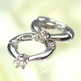 ピアリング イヤリング ダイヤモンド K18WG・ダイヤモンド0.12ct