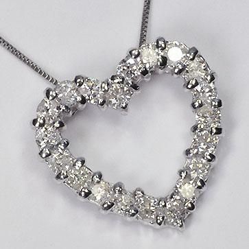 K18WG・ダイヤモンド0.5ct オープンハート ダイヤモンドネックレス ハート - DIAN POOL ダイアンプール - ジュエリー通販 -