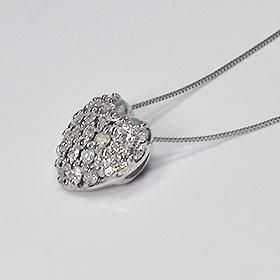 最安値級価格 K10WG・ダイヤモンド0.5ct ダイヤモンド ハートパヴェペンダント アクセサリー