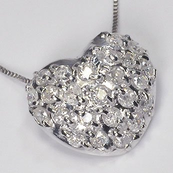 K18WG・ダイヤモンド0.5ct ハートパヴェペンダント ダイヤモンド