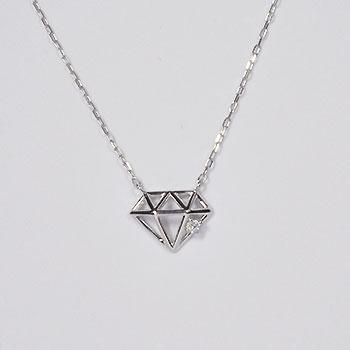 K10WG・ダイヤモンド0.01ct ダイヤデザインネックレス - DIAN