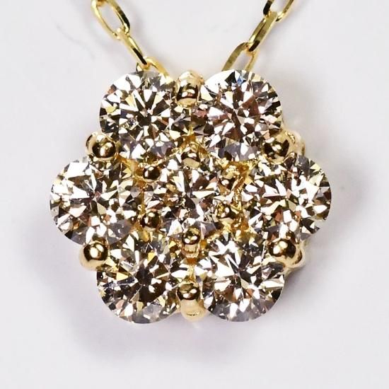 日本製 ジュエリー K18 ダイヤ 0.3ct フラワーネックレス