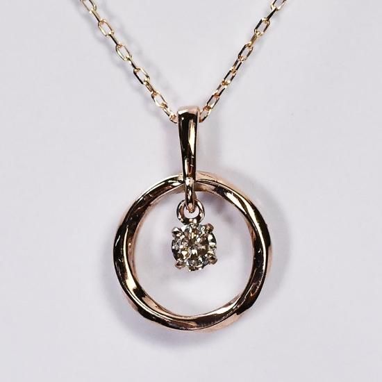 最終sale価格♥K10PG☆ダンシングストーンネックレス☆ダイヤ0.05ct シングルダンシングストーン K10PG ダイヤモンドネックレス 0.05