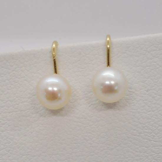 K18 18金 イエローゴールド 淡水パール フックピアス - DIAN