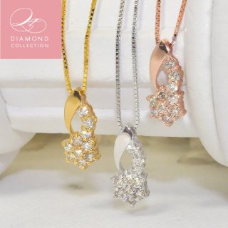 QTダイヤモンドコレクション ダイヤモンド0.3ct スウィートフラワーネックレス スウィートテンダイヤモンド