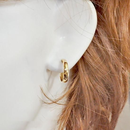 K10（イエローゴールド）・地金 月甲フープピアス 3mm×15mm