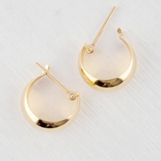 K10（イエローゴールド）・地金 月甲フープピアス 7mm×13mm