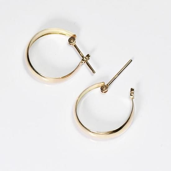 K10（イエローゴールド）・地金 月甲フープピアス 4mm×13mm