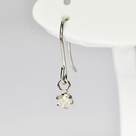 K10WG ダイヤモンド0.1ct フックピアス K10WG・ダイヤモンド0.1ct フックピアス ジプシーピアス - DIAN