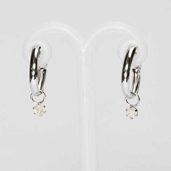 K10WG・ダイヤモンド0.1ct スタッドフープピアス - DIAN POOL ダイアン