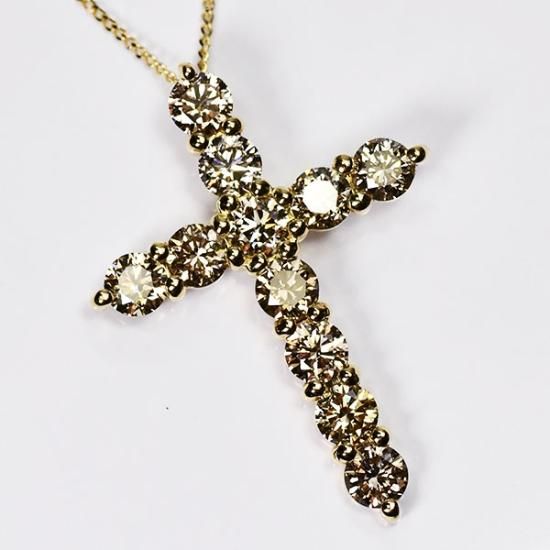 K18WG ダイヤモンド2.0カラットクロスペンダント K18・ダイヤモンド2.0ct（鑑別書付） クロスネックレス - DIAN