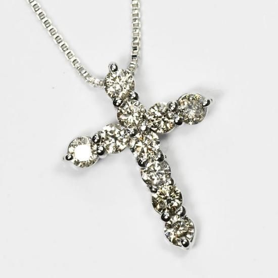 侍ダイヤモンド 天然ダイヤモンド ネックレス 「クロス」 0.7ct