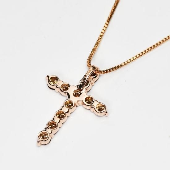 シャンパンドリーム ブラウンダイヤモンド クロスネックレス 1.0ct