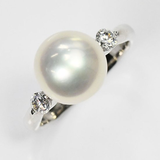 花珠真珠 9mm珠 ダイヤモンド0.2ct リング 指輪 アコヤ本真珠 9.0mm