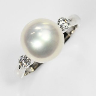 花珠真珠 9mm珠 ダイヤモンド0.2ct リング 指輪 アコヤ本真珠 9.0mmアップの大珠