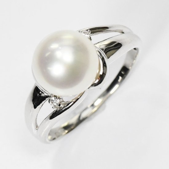 花珠真珠 8mm珠 ダイヤモンド0.02ct リング 指輪 アコヤ本真珠 - DIAN