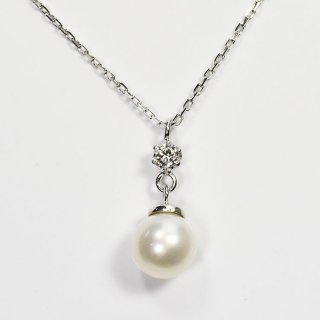 花珠真珠 6mm珠 ダイヤモンド0.05ct スタッド＆パールネックレス アコヤ本真珠
