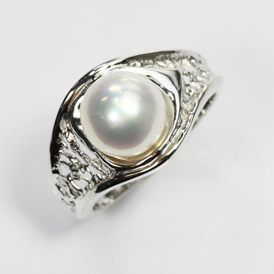 あこやパールリング　指輪　シルバーグレー　天然色　本真珠　7.5-8mmパール約75-8mm