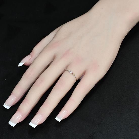 絆田製作所 選べる誕生石＆地金カラー 4ストーンリング 細タイプ