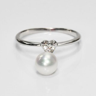 花珠真珠 6mm珠 ダイヤモンド0.1ct リング 指輪 揺れるアコヤ本真珠