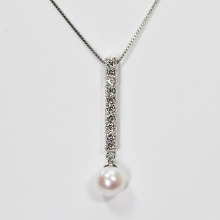 花珠真珠 7mm珠 ダイヤモンド0.5ct スウィートテン＆パールネックレス アコヤ本真珠