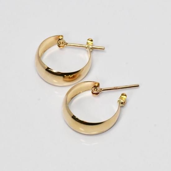 K10(イエローゴールド)・地金 月甲フープピアス 5mm×13mm K10(イエローゴールド)・地金 月甲フープピアス 5mm×13mm