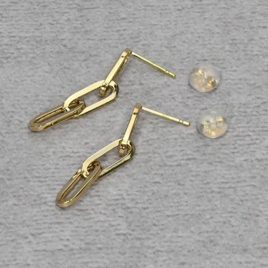 【新品】K18YGペーパークリップ♡スタッドピアス K18YG ペーパークリップ ピアス 送料無料 18金 ゴールド 地金