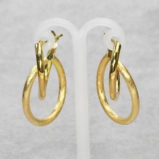 K18 ダブルフープピアス クロッシングピアス 18金 イエロー K18 ダブルフープピアス クロッシングピアス 18金 イエロー