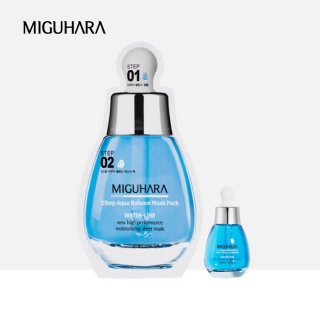 【MIGUHARA】青　モイスチャーシリーズ2点セット　１　2ステップアクアバランスマスクパック1枚　２アクアバランスアンプル（35ml）