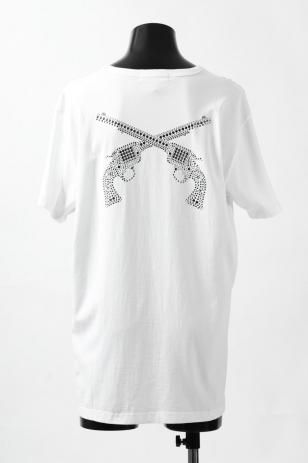 roar "PISTOL" SWAROVSKI METAL FREEDOM JERSEY BIG SILHOUETTE T-SHIRT (WHITE)