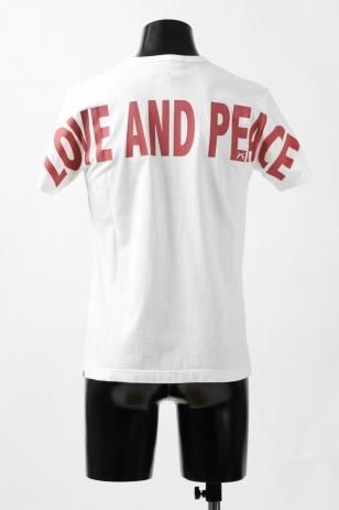 roarguns exclusive "LOVE & PEACE" REFRECTOR PRINT AMERICAN COTTON COMBER JERSEY T-SHIRT (WHITE)