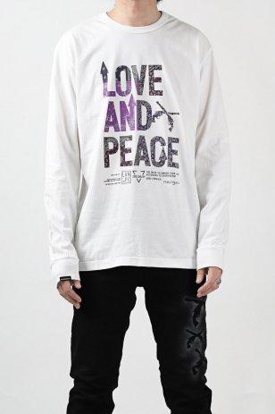 <img class='new_mark_img1' src='https://img.shop-pro.jp/img/new/icons20.gif' style='border:none;display:inline;margin:0px;padding:0px;width:auto;' />roarguns "LOVE AND PEACE" BANDANA PRINT AMERICAN COTTON COMBER JERSEY T-SHIRT (WHITE x PURPLE)